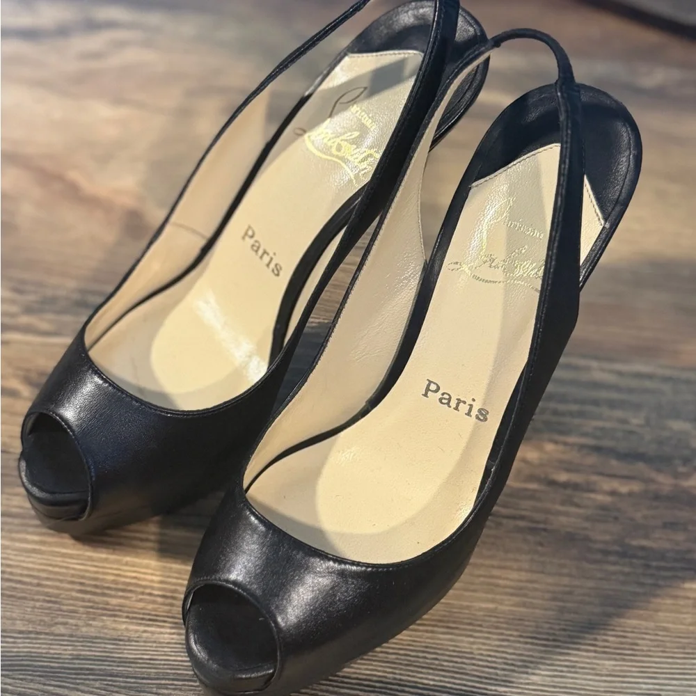 NIB Christian Louboutin Catenita 120mm Peep-Toe Slingback size 37 EU/6.5-7 - Picture 2 of 12